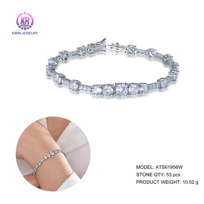Wholesale Silver Round Cubic Zircon Lab Grown Diamonds Bracelet for Women