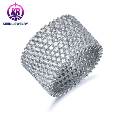 Wholesale Silver Round Cut CZ 9 Row All-Around Wide Pave Engagement Rings