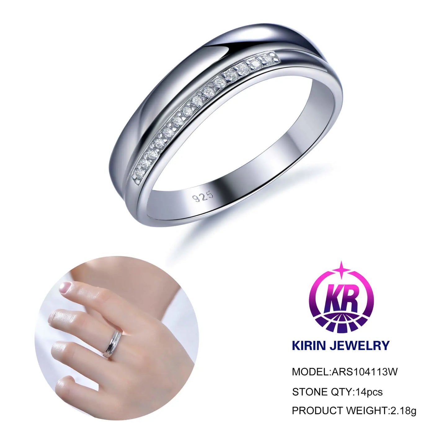 Wholesale Silver Round Cut CZ Personalized Minimalist Simple Engagement Rings​ for Women
