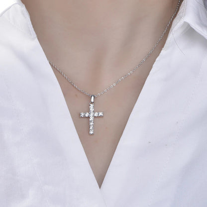 Wholesale Silver Round Cut Crystal Cross Pendant​ for Women