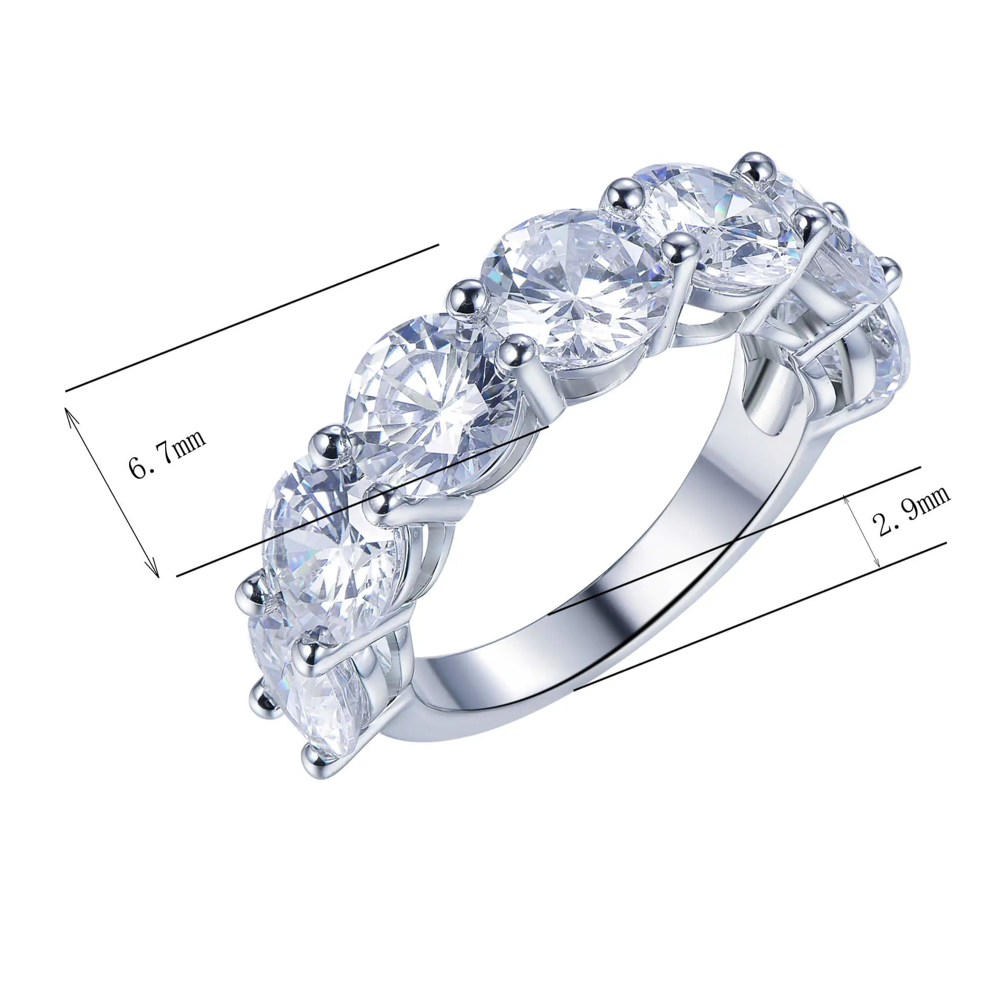 Wholesale Silver Round Cut Lab Created Diamond 7 Stone Ring