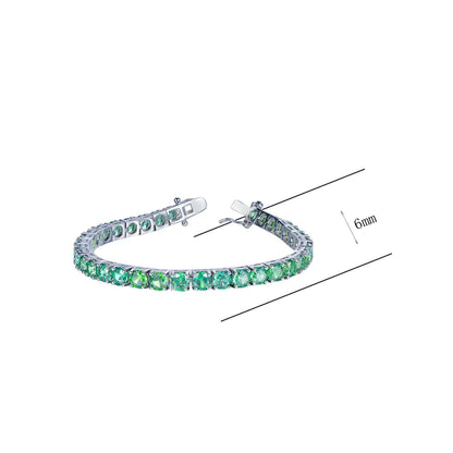 Wholesale Silver Round Cut Lab Created Emerald Tennis Bracelet​
