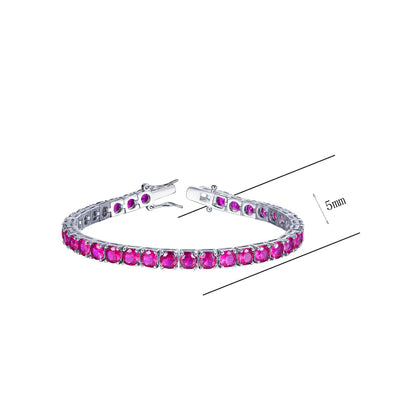 Wholesale Silver Round Cut Lab Created Ruby Tennis Bracelets​