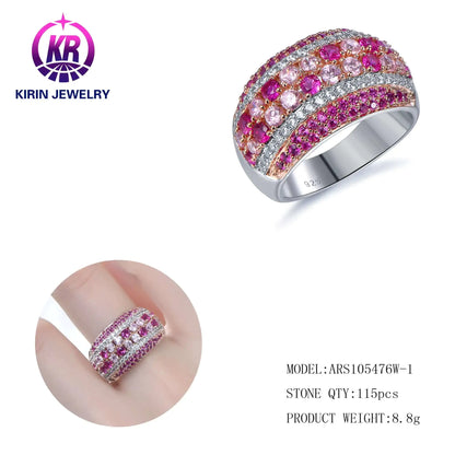 Wholesale Silver Round Cut Multi-color Stones Vintage Style Engagement Rings for Women