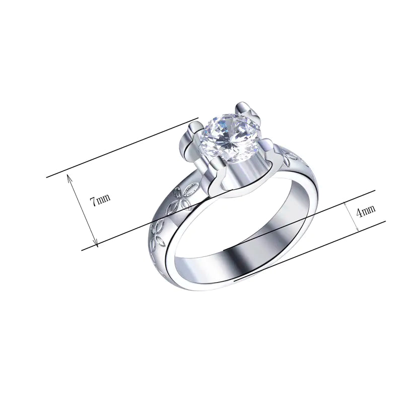Wholesale Silver Round Cut Simulated Diamond Solitaire Style Ring