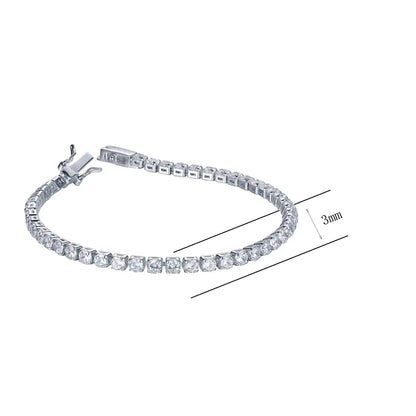 Wholesale Silver Round Lab Created Thin Diamond Tennis Bracelet