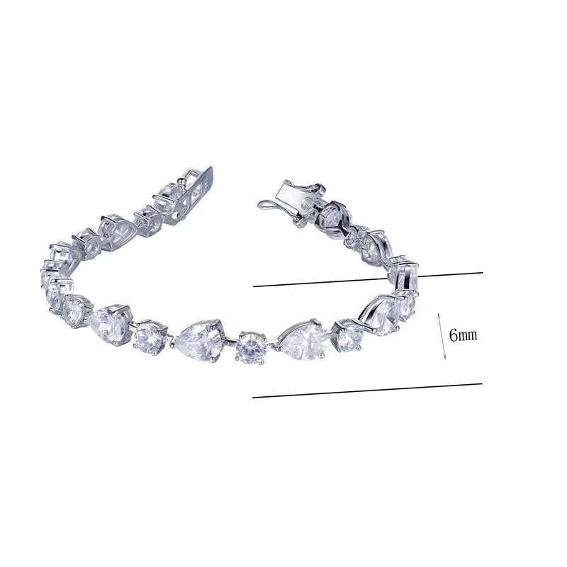 Wholesale Silver Round & Pear Shape Lab Diamond Bracelet