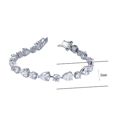 Wholesale Silver Round & Pear Shape Lab Diamond Bracelet