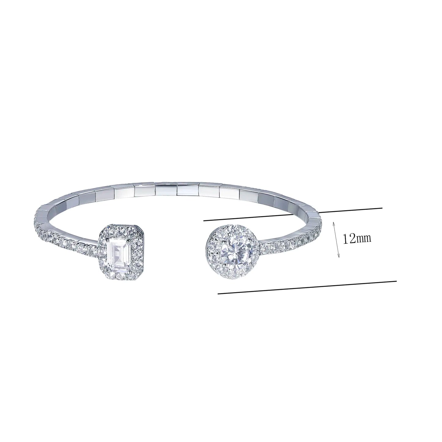 Wholesale Silver Round and Baguette Lab Grown Diamond Bangle