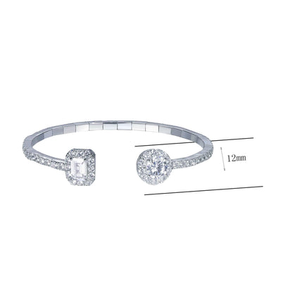 Wholesale Silver Round and Baguette Lab Grown Diamond Bangle