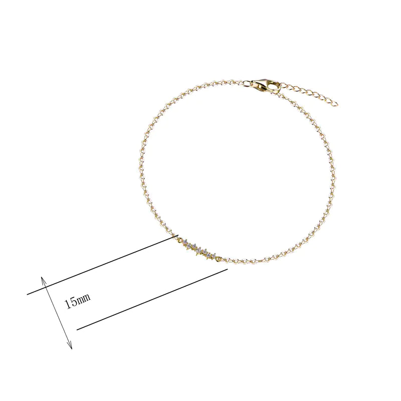 Wholesale Silver Seven CZ Adjustable Dainty Chain Bracelet