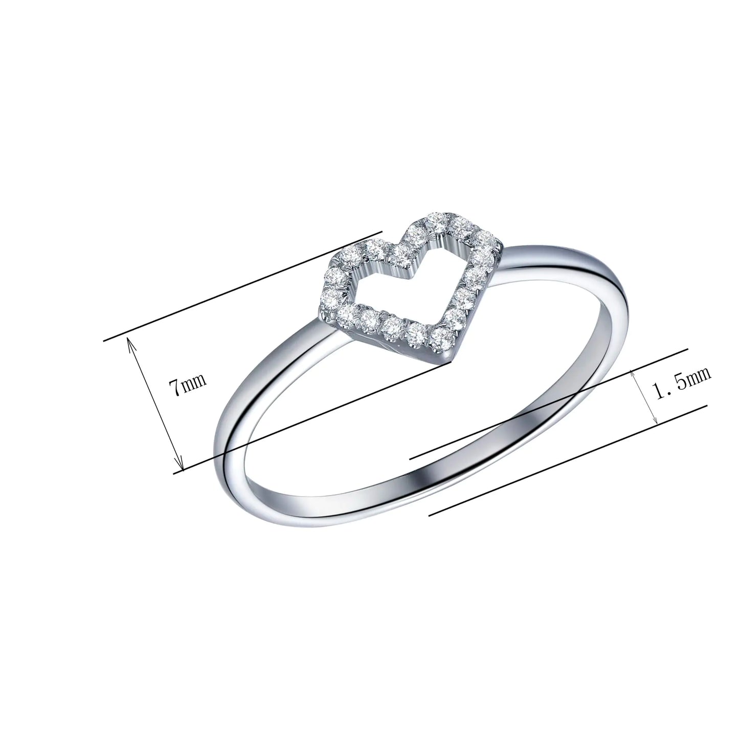 Wholesale Silver Simple Statement Sparkle Love Heart Band Ring
