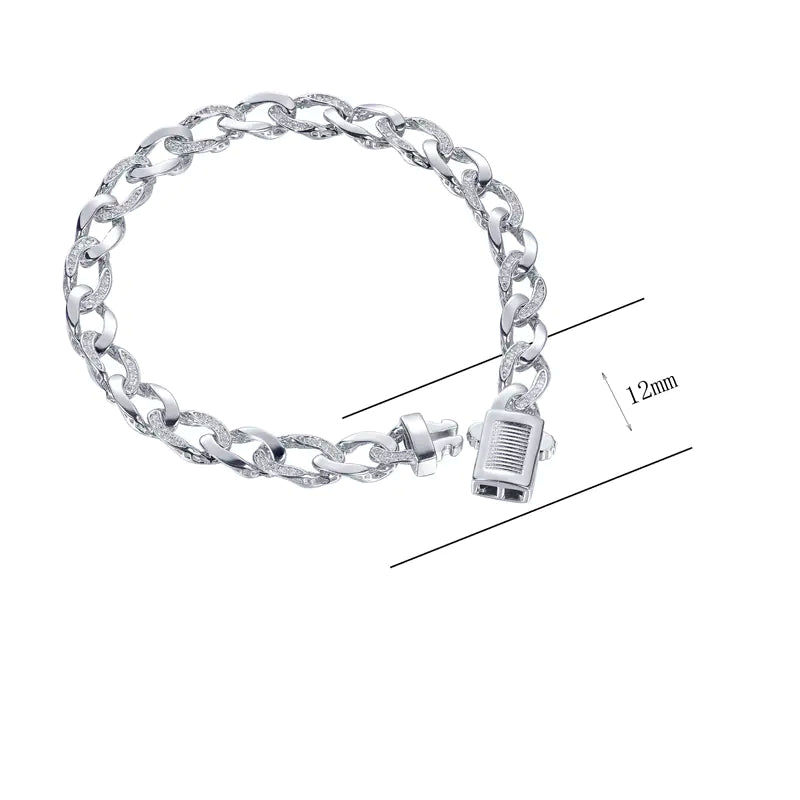 Wholesale Silver Simulated Diamond Cable Chain Bracelet