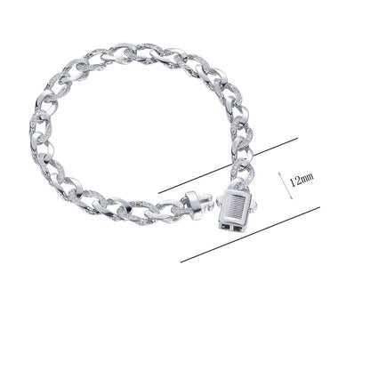 Wholesale Silver Simulated Diamond Cable Chain Bracelet
