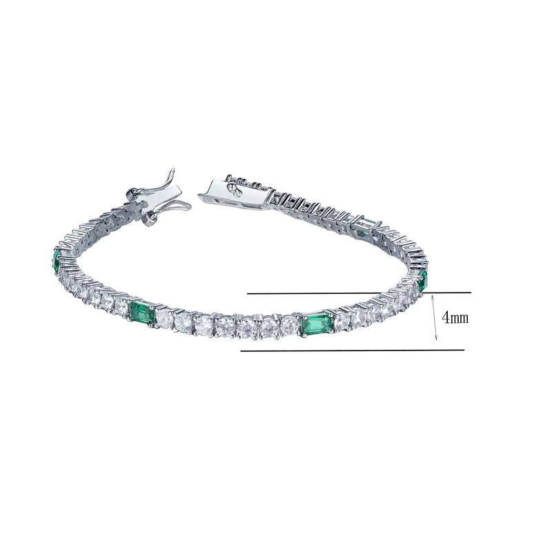 Wholesale Silver Simulated Diamond Emerald Tennis Bracelet​