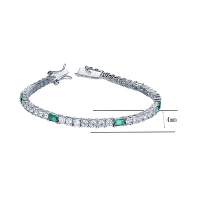 Wholesale Silver Simulated Diamond Emerald Tennis Bracelet​