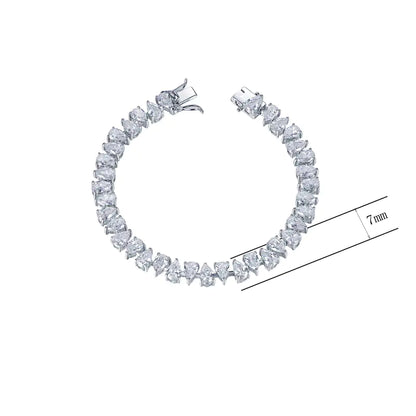 Wholesale Silver Simulated Diamond Pear Shaped Tennis Bracelet