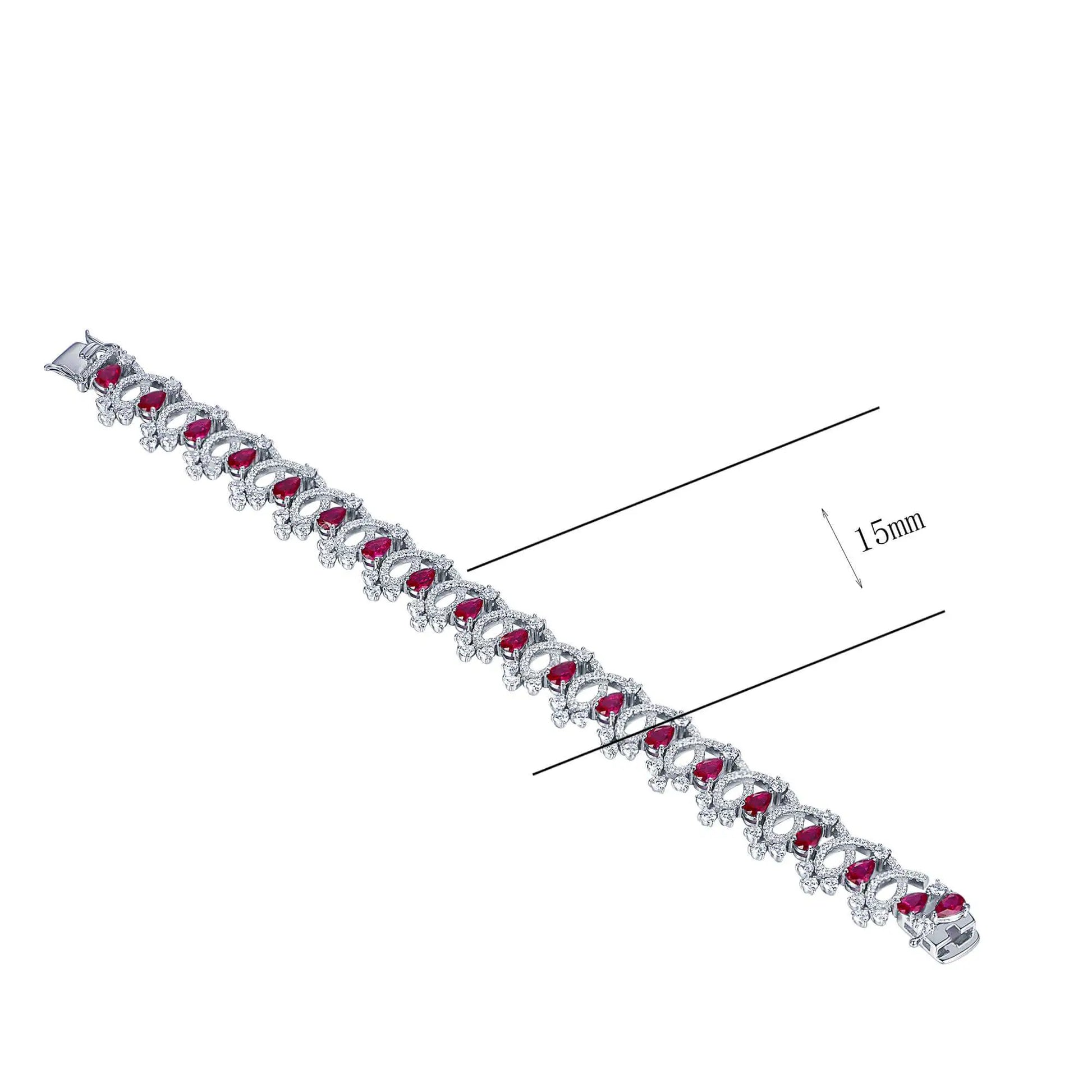 Wholesale Silver Simulated Ruby Personalized Tennis Bracelet