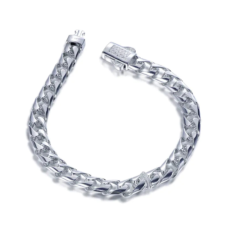 Wholesale Silver Solid High Polished Thick Big Curb Cuban Link Bracelet