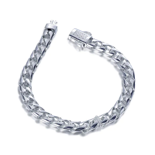 Wholesale Silver Solid High Polished Thick Big Curb Cuban Link Bracelet