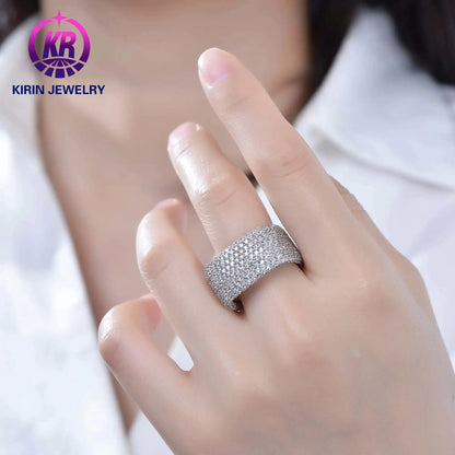 Wholesale Silver Square Band Cluster Diamond Engagement Ring for Women