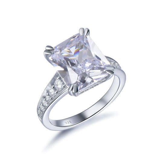 Wholesale Silver Square CZ Lab Grown Radiant Cut Diamond Engagement Rings