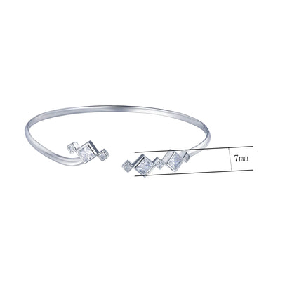 Wholesale Silver Square CZ Open Simple Design Bangles