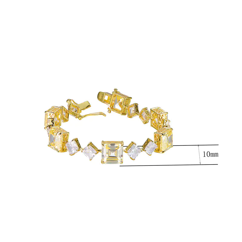 Wholesale Silver Square Shape Citrine Crystal Bracelet