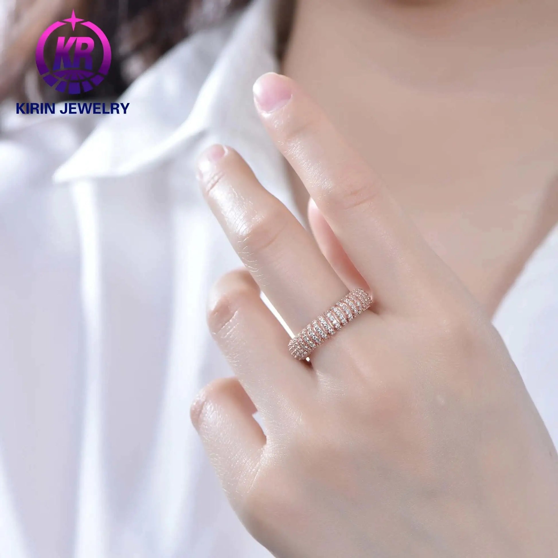 Wholesale Silver Statement Baguette Band Engagement Ring for Women