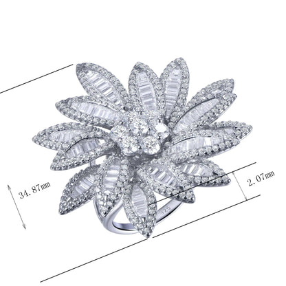 Wholesale Silver Statement Cocktail Unique Flower Engagement Rings