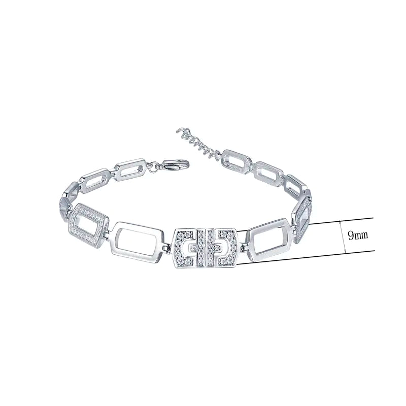 Wholesale Silver Statement Rectangle Link Bracelet