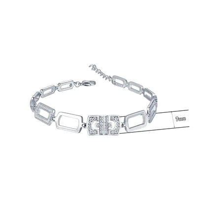 Wholesale Silver Statement Rectangle Link Bracelet