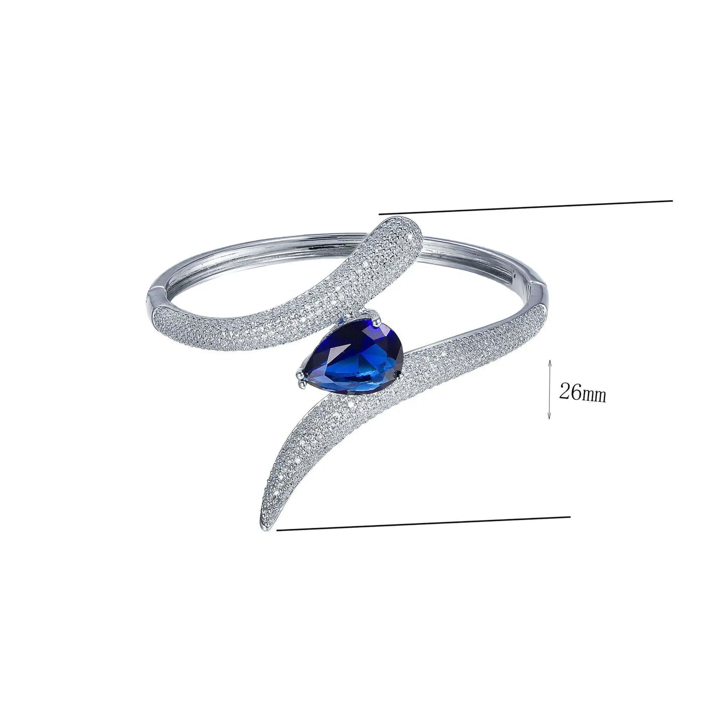 Wholesale Silver Statement Simulated Blue Sapphire Bangle