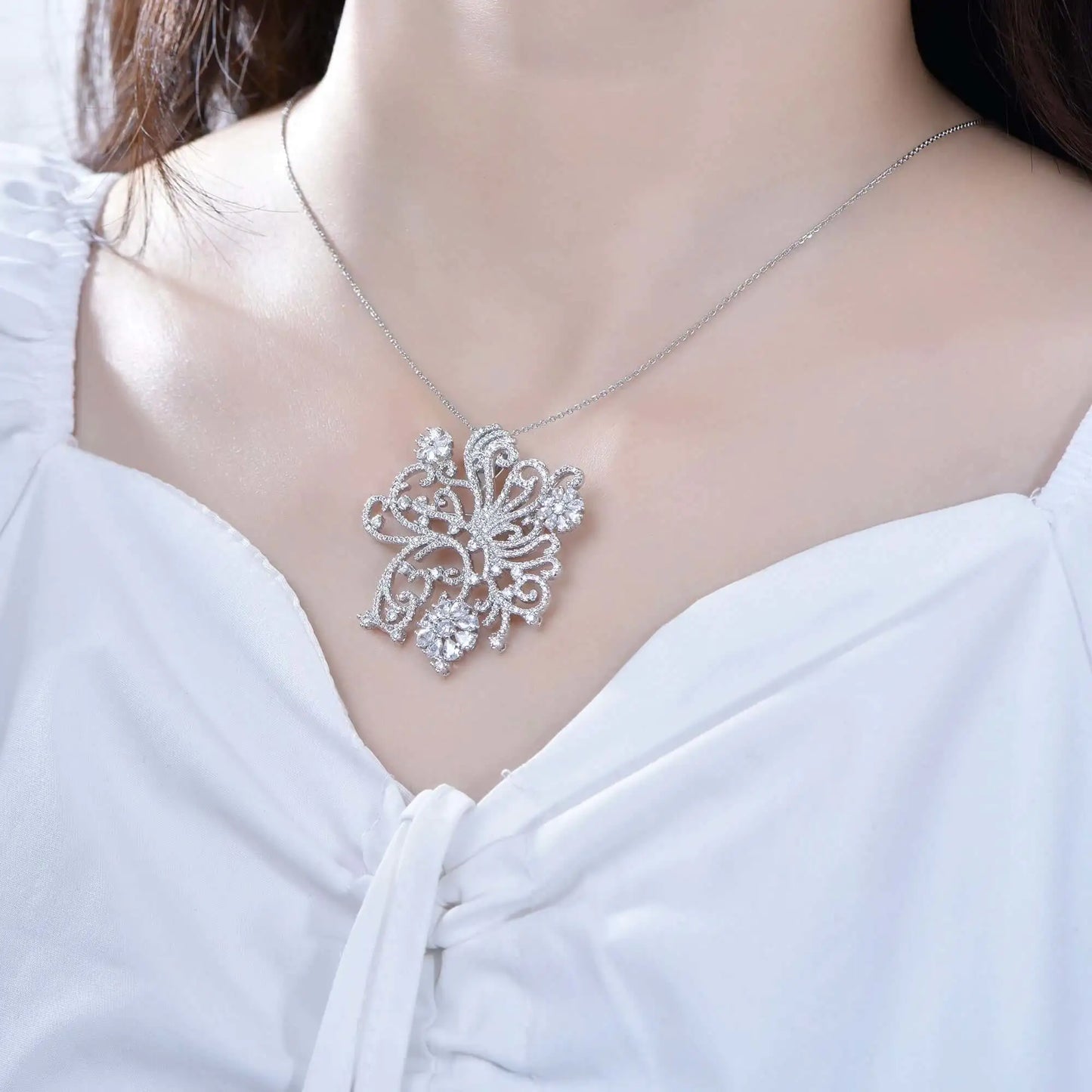 Wholesale Silver Statement Twisted Vines Flower Brooch Pin for Women