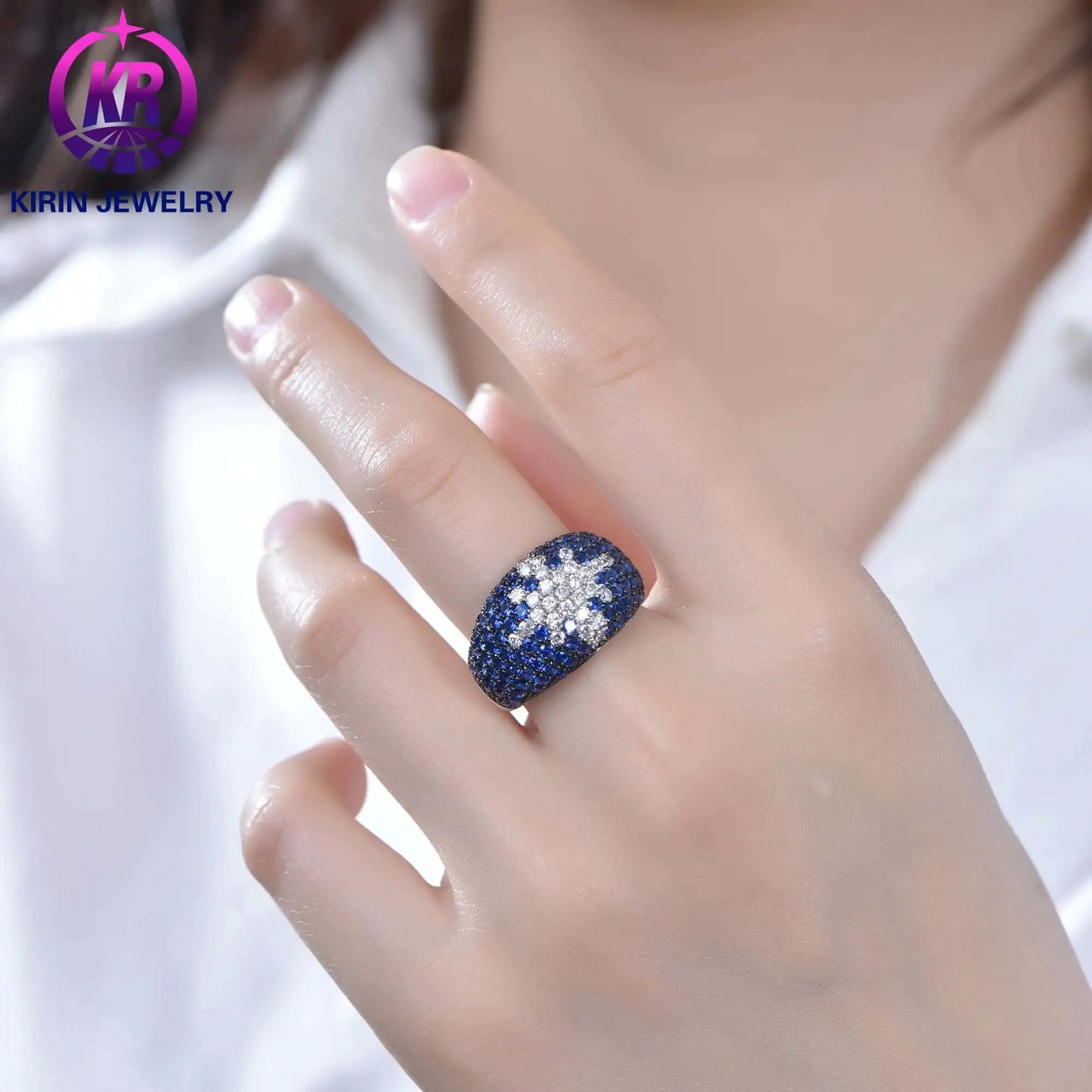 Wholesale Silver Statement Wide Band Engagement Rings for Women