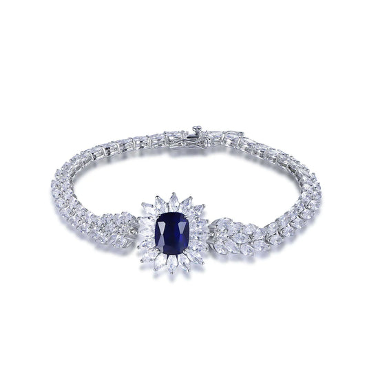 Wholesale Silver Sun Flower Lab Created Sapphire Tennis Bracelets​