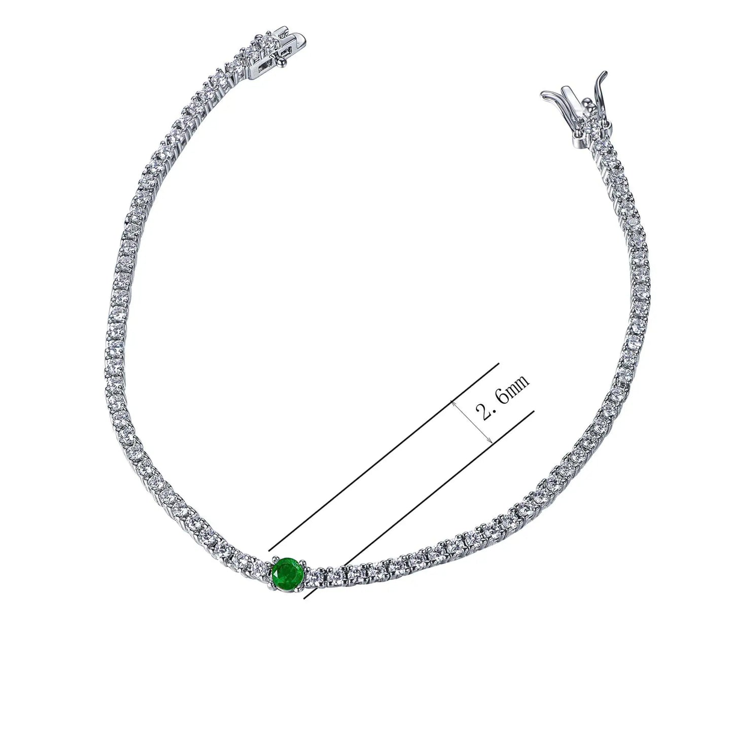 Wholesale Silver Thin Lab Grown Emerald Bracelet
