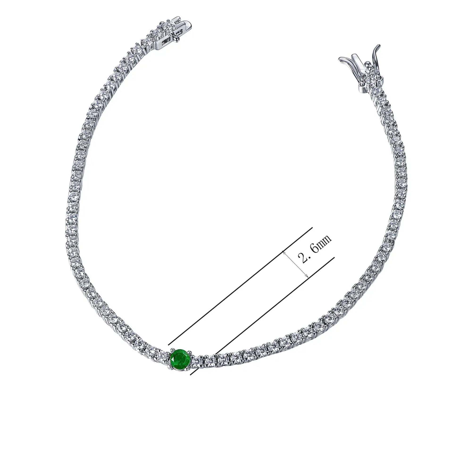 Wholesale Silver Thin Lab Grown Emerald Bracelet