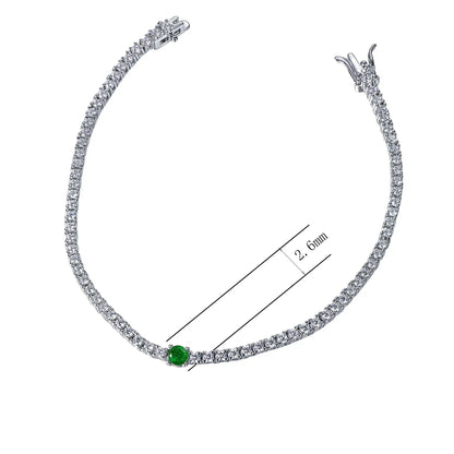 Wholesale Silver Thin Lab Grown Emerald Bracelet