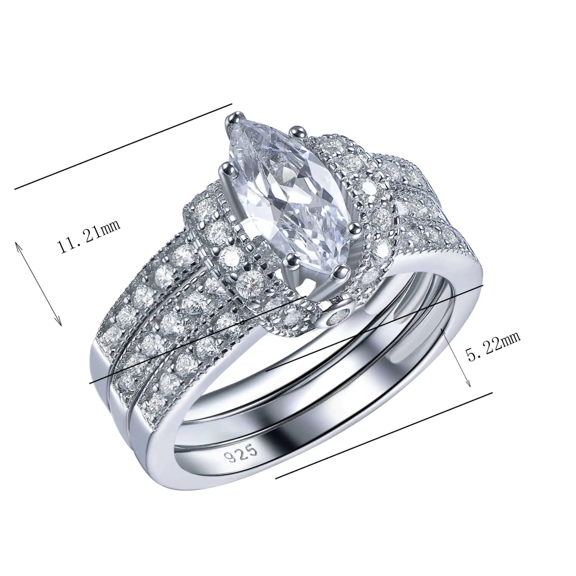 Wholesale Silver Three-in-one Marquise Cut Diamond Engagement Rings