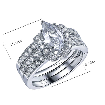 Wholesale Silver Three-in-one Marquise Cut Diamond Engagement Rings