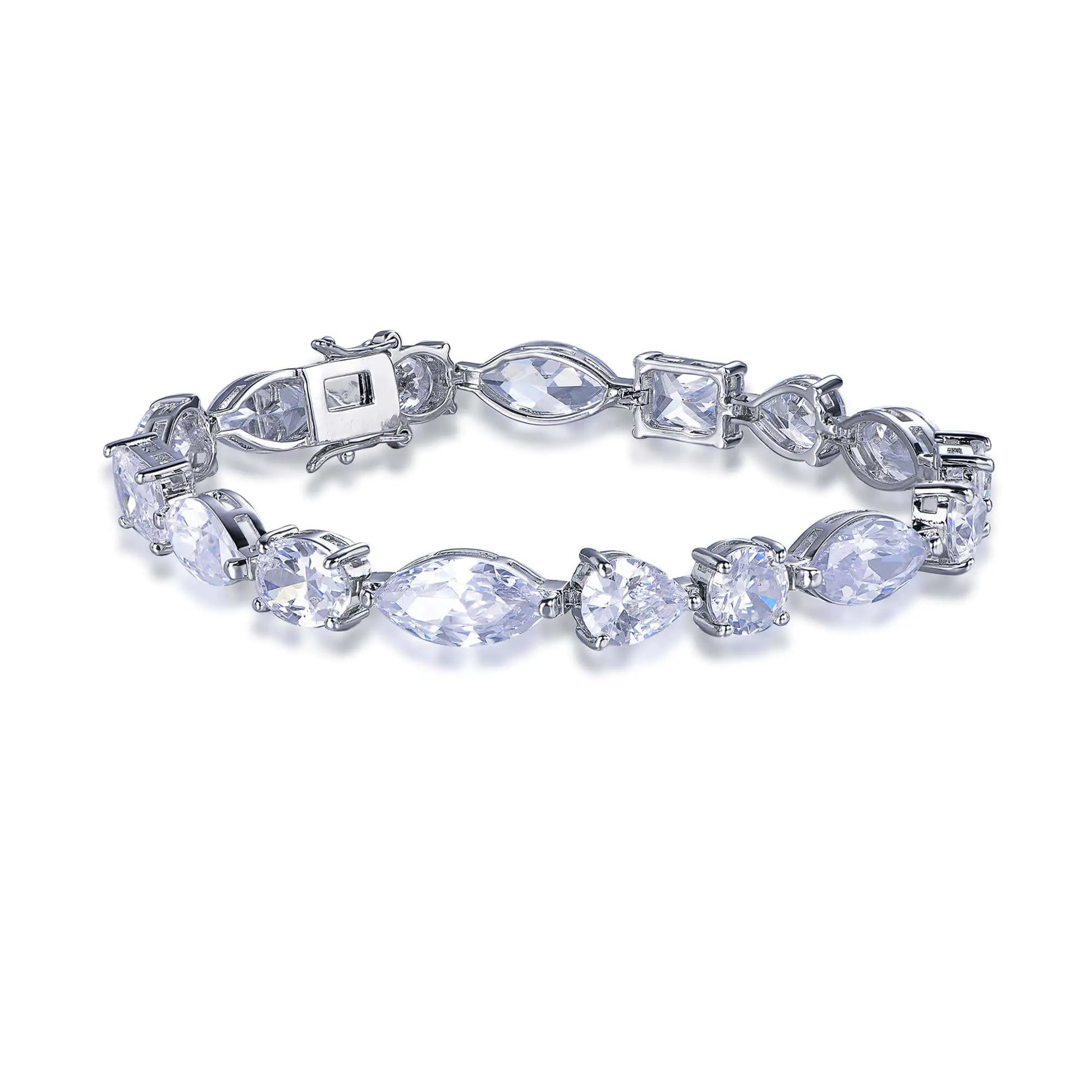 Wholesale Silver Various Cut Cubic Zircon Minimalist Tennis Bracelet