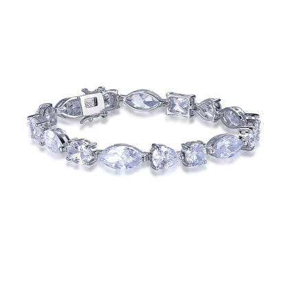 Wholesale Silver Various Cut Cubic Zircon Minimalist Tennis Bracelet