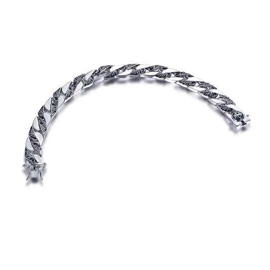 Wholesale Silver Enamel Vintage Fancy Cuban Link Curb Chain Bracelet