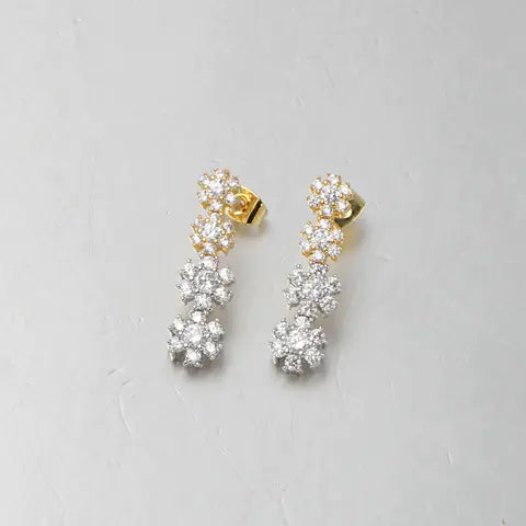 Wholesale Silver White Gold & Gold Plated CZ Earrings Two Tone Jewelry Sets