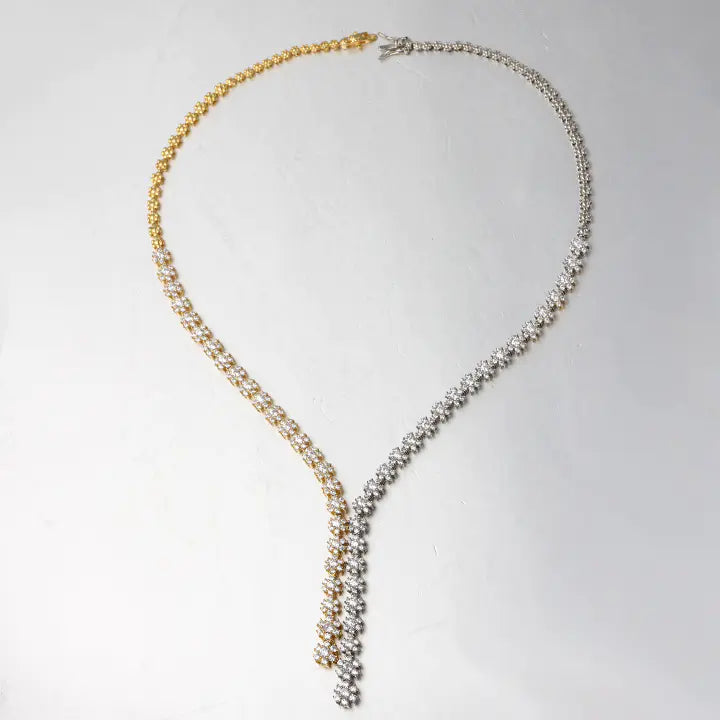 Wholesale Silver White Gold & Gold Plated CZ Necklace Two Tone Jewelry Sets