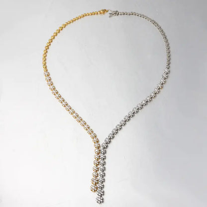 Wholesale Silver White Gold & Gold Plated CZ Necklace Two Tone Jewelry Sets