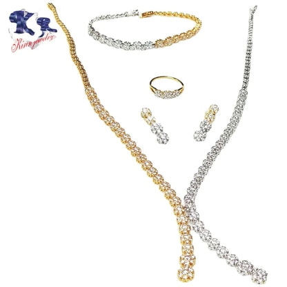 Wholesale Silver White Gold & Gold Plated CZ Two Tone Jewelry Sets