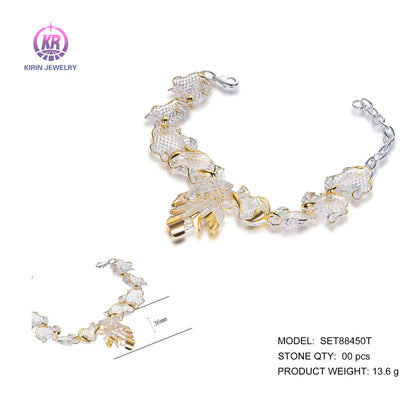 Wholesale Silver White Gold & Gold Plated Dual Color Hollow Chain Bracelet for Women