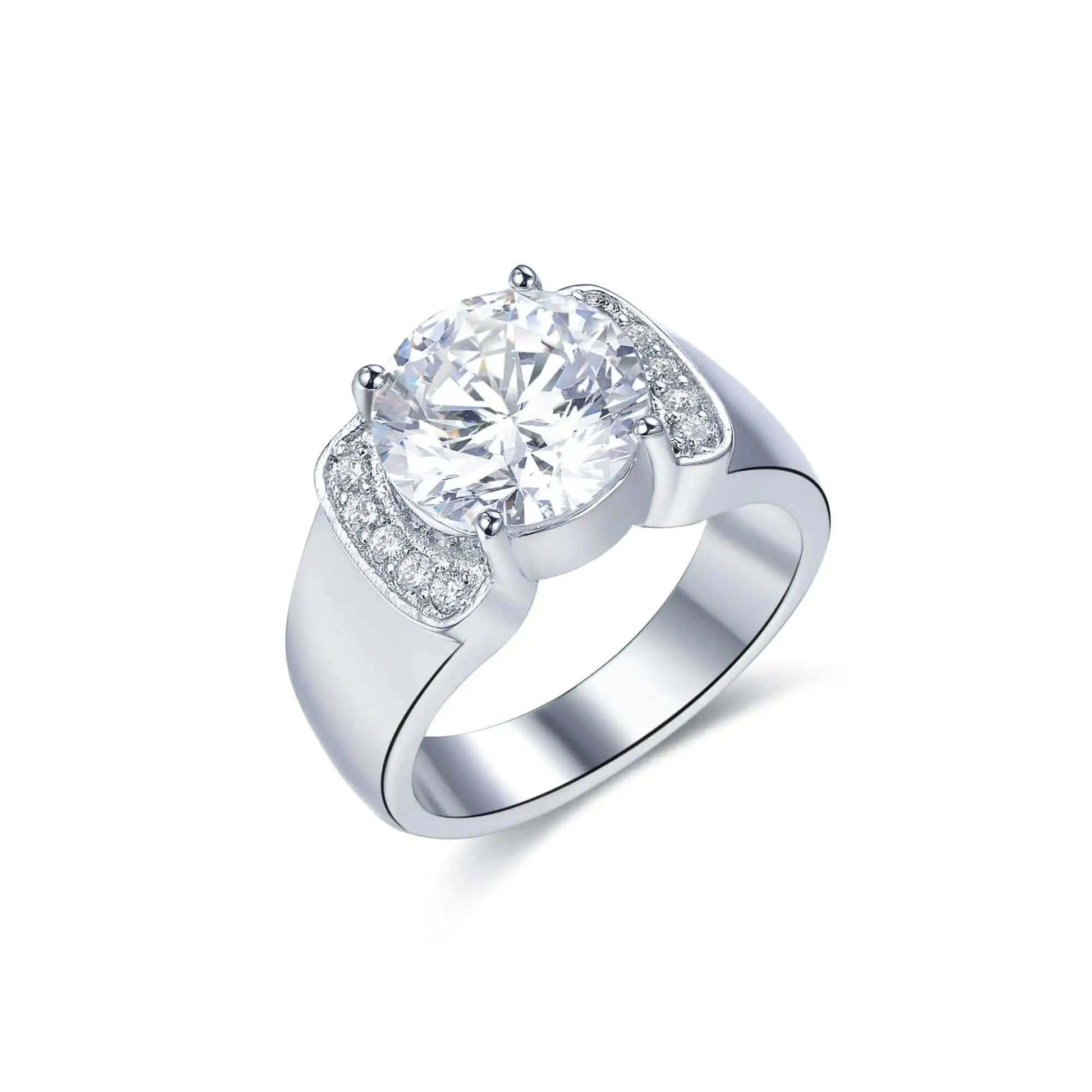 Wholesale Silver White Gold Plated CZ Round Diamond Engagement Ring